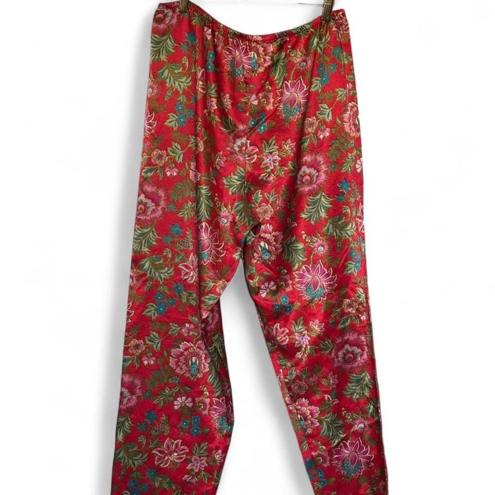 Red floral vintage pajama pants